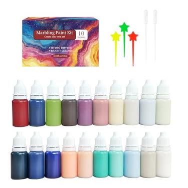 Imagem de Kit de pintura de marmorização de água pastoral, tinta de água costeira para artesanato, artesanato com padrão de mármore turco, kit de arte em aquarela creme para decoração de jardim, Natal
