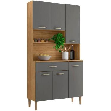 Imagem de Armario Kit Cozinha 6 Portas 1 Gaveta Apolo Ktp Freijo Gris