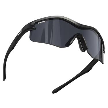 Imagem de DEAFRAIN Óculos de sol esportivos para homens e mulheres, proteção UV, corrida, beisebol, ciclismo, pesca, preto, armação inquebrável TR90