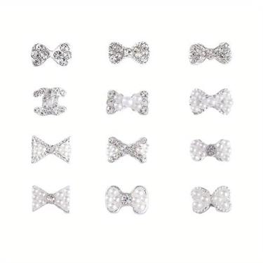 Imagem de 5 peças de pedras de arte de unhas de cristal decorações de arco 3D pingentes brilhantes strass para acessórios de joias de designer (7)