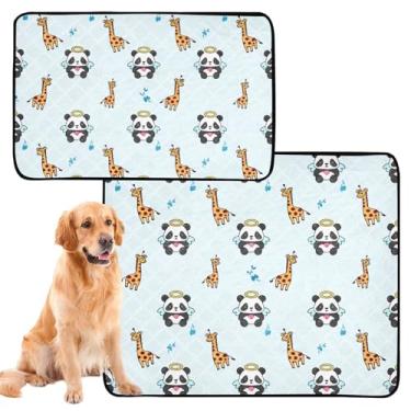 Imagem de TSENQUE Cute Pandas Angels Giraffes Cat Pet Pad reutilizável lavável para animais de estimação tapete de chão impermeável antiderrapante para filhotes, almofadas de penico para cães, médio + grande