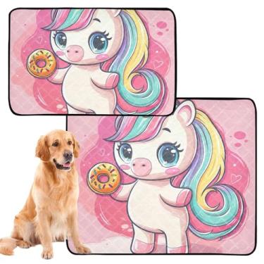 Imagem de TSENQUE Cute Unicorn Donut Pink Pet Lavável Pee Pads Reutilizáveis Pet Cat Pad Absorvente Cachorro Treinamento Impermeável Tapete de Cercadinho para Cachorros, Pequeno x Pacote com 3
