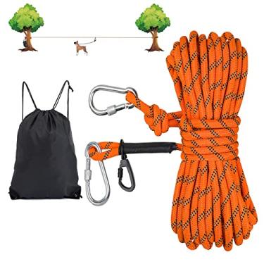 Imagem de Jorysics Cabo de amarração de cachorro para acampamento, sistema de carrinho de amarrar para cães de 15 metros para cães pequenos a grandes de até 90 kg, linha de chumbo resistente para quintal, parque e eventos ao ar livre