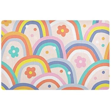 Imagem de TSENQUE Tapete de porta personalizado boho colorido arco-íris rosa tapete de porta engraçado outono tapete de porta hilariante tapetes de entrada internos laváveis para casa 81,3 cm x 50,8 cm
