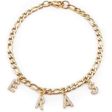 Imagem de Pulseira Eras, pulseira com letras de berloques, pulseira dourada com alfabeto para fãs de cantores, pulseiras ajustáveis da amizade, joias presentes para fãs inspirados em turnê de música