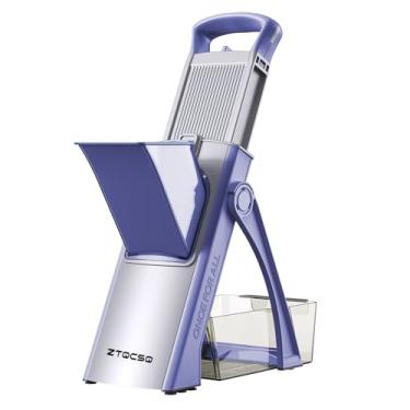 Imagem de ZTQCSQ [Tudo em 1] Fatiador Mandoline seguro para cozinha, 04 Pro, cinza