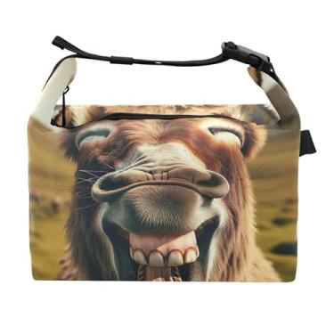 Imagem de TSENQUE Lancheira engraçada com estampa de sorriso de burro para mulheres, lancheira com alça de ombro para trabalho, adultos, linda bolsa isolada para adultos