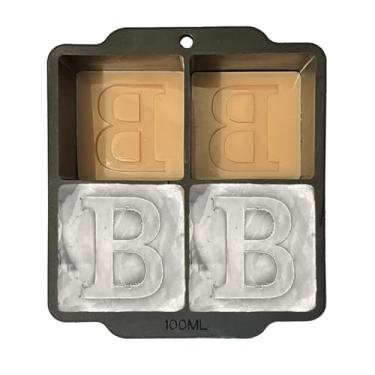 Imagem de Molde de cubos de gelo com monograma com tampa, bandeja de gelo de uísque de 5 cm, molde de cubo de gelo de coquetel, monograma de casamento, presente de agradecimento, presentes para o pai (letra B)