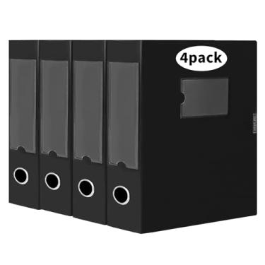 Imagem de WORPSON Caixa de arquivo de plástico com tampa, 31 cm × 24 cm × 5,6 cm, papel carta e papel A4, estojo organizador de documentos de escritório (preto, 4)