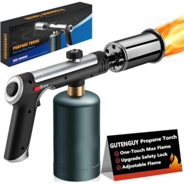 Imagem de Gutenguy Poderosa pistola de tocha de propano com modo turbo, lançador de chamas com trava de segurança, isqueiro de carvão, maçarico de cozinha para cozinhar, churrasco, Sous Vide, grelha (banco não