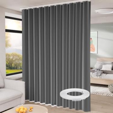 Imagem de Cortina divisória de quarto com montagem no teto, cortinas blackout para teto espesso, tela divisória de quarto, painéis de cortina de janela de trilho de teto flexível para sala de estar e quarto