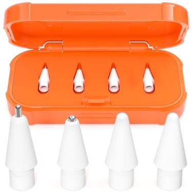 Imagem de AZF Pontas de substituição atualizadas para Apple Pencil Pro/USB-C/2ª geração/pontas de 1ª geração (com caixa de armazenamento), pontas de lápis de substituição de metal mistas resistentes ao desgaste