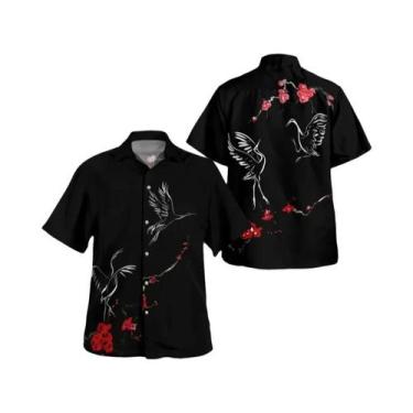Imagem de Camisa Havaiana Colorida Masculina Casual Praia Aloha Oversized Manga 