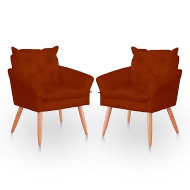 Imagem de Kit 02 Cadeira Poltrona para Sala e Quarto Confortável e Reforçada (Terracota)
