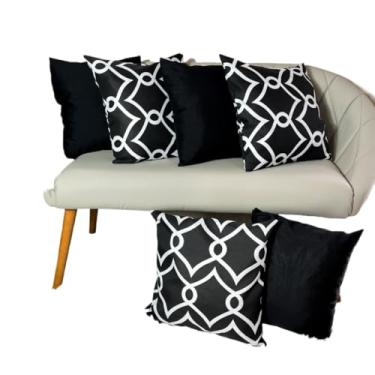 Imagem de KIT C 6 ALMOFADAS DECORATIVAS PARA SALA QUARTO OU SOFÁ COM ENCHIMENTO(ELO PRETO&BRANCO_CHEIO6UND)