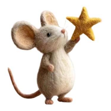 Imagem de MotiveTech Ratinhos Artesanais com Estrela, Bonecos de Ratinhos, Enfeites de Mesa, Estatueta Encantadora em Miniatura para Decoração de Cabeceira No Natal, Style a