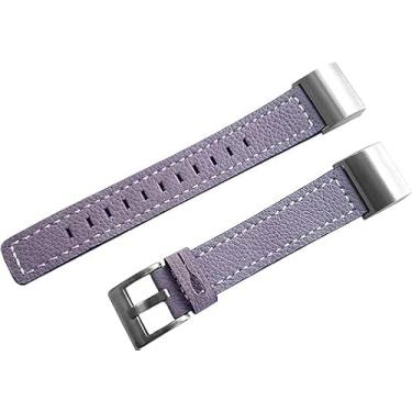 Imagem de NICKSTON Pulseira de couro roxa de camurça com pontos brancos compatível com Fitbit Charge 6 5 4 3 e Charge 2 Tracker pulseira de couro (1. adaptadores de fivela de cor preta, para Charge 6/5)