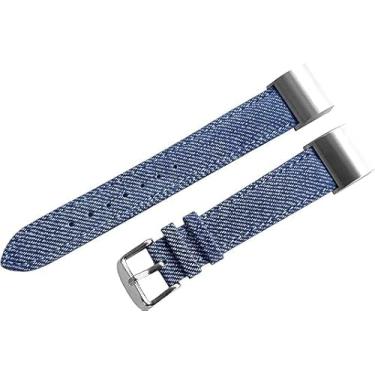 Imagem de NICKSTON Pulseira de couro macio JDB Jeans compatível com Fitbit Charge 6 5 4 3 e Charge 2 Tracker Strap (1. Adaptador de fivela de cor preta, para Charge 6/5)