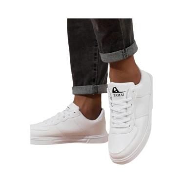 Imagem de Tênis Casuais Masculinos De Couro Branco Respirável Para Skate, Corrid