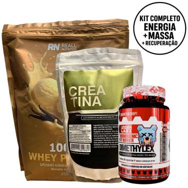 Imagem de Kit Whey Protein + Creatina Monohidratada 500g + Dimethylex-Unissex