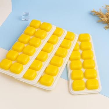 Imagem de Forma de Gelo Cubo com Tampa Rígida e Flexível Fundo Silicone (Amarelo)