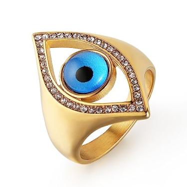 Imagem de STWTR Anéis masculinos e femininos retrô amuleto olhos azuis anel de olhos de anjo personalidade punk anel viking nórdico exclusivo hip hop punk anel, Metal