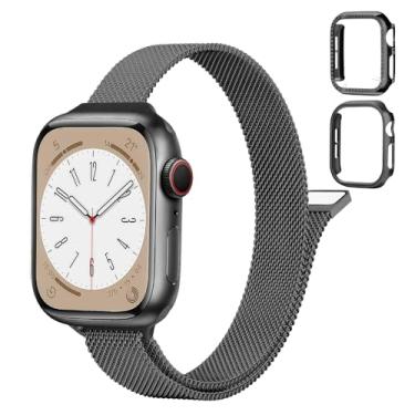 Imagem de Pulseira feminina de malha magnética fina de aço inoxidável para Apple Watch séries 9/8/7, 07 de 45 mm, preta