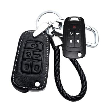Imagem de Capa de couro para chave de carro compatível com Chevrolet Cruze Aveo Trax Opel Astra Corsa Meriva Zafira Antara J Mokka Insignia compatível com Buick(D-Black)