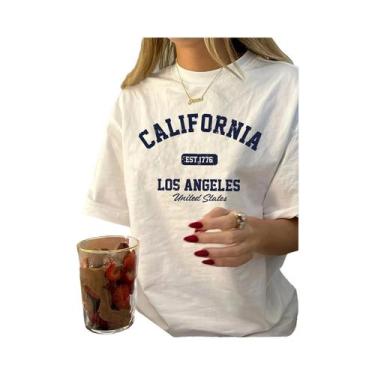 Imagem de Camiseta Gráfica Vintage Feminina Da Califórnia, Casual De Verão, Lavá