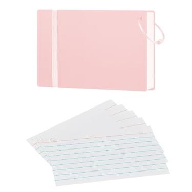Imagem de NEEWAY Cartões pautados com anel de 7 x 12 cm, 200 cartões forrados, cartões flash com anéis para estudo, casa e escritório (rosa claro)