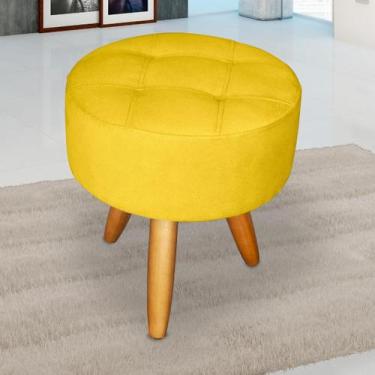 Imagem de Puff decorativo redondo moderno resistente - MOBLAN Decor, Amarelo