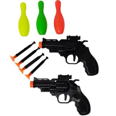Imagem de Kit 02 Lançador Brinquedo Preta Lança Dardos C/ Alvo - Toys