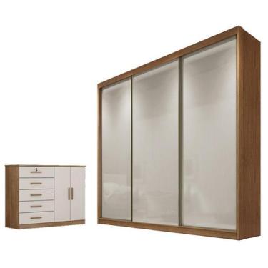 Imagem de Guarda Roupa Casal Logan e Cômoda Seul Cumaru 25 Fendi - Novo Horizont