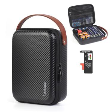 Imagem de Luxtude Estojo organizador de bateria com testador, armazenamento de baterias rígidas comporta 61, organizadores de estojo de baterias portáteis, organizador de gaveta e papai (preto)