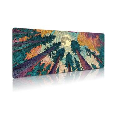 Imagem de Mouse pad estendido para jogos, tapete de mouse grande base de borracha natural de 3 mm com bordas costuradas, tapete de mesa antiderrapante para escritório, casa, ótimo presente 31,5 x 11,8 polegadas