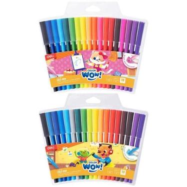 Imagem de Caneta Hidrográfica Color WOW Lavável 18 Cores Estojo - Deli