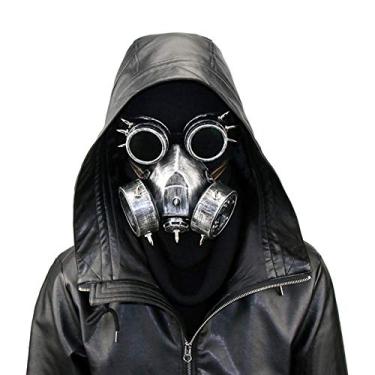 Imagem de Kissybride Máscara de gás retrô Steampunk e óculos para baile de máscaras de Halloween, Prata, tamanho �nico