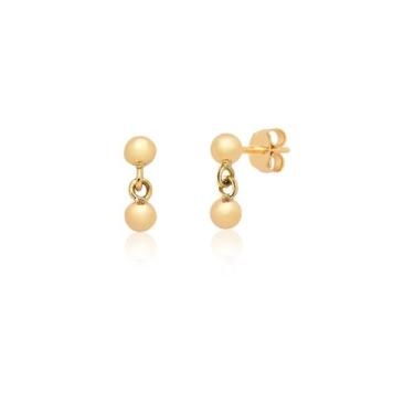 Imagem de Par De Brincos Duas Bolinhas Em Ouro 18k Ab67 - MAEHLER Arte Em Joias,