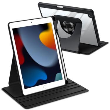 Imagem de Fintie Capa giratória de 360 graus para iPad 9ª geração (2021)/8ª geração (2020)/7ª geração (2019) 10,2 polegadas - suporte protetor giratório transparente com suporte para lápis (preto)