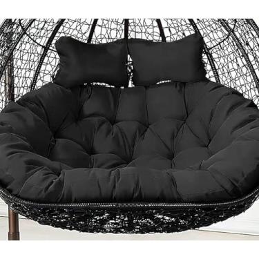 Imagem de Almofada dupla para cadeira suspensa em formato de ovo, com encosto removível e almofada grossa para rede de 2 lugares, 150 x 110 cm / 59 x 43 polegadas.