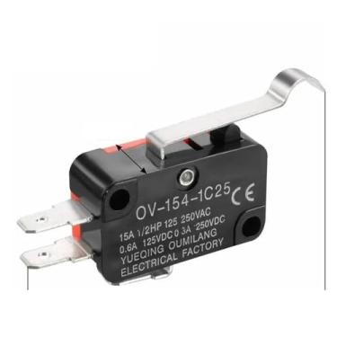 Imagem de 10 peças V-154-1C25 Botão de pressão de rolo de pressão SPDT Interruptor de limite momentâneo liga/desliga 15A 250V vermelho/preto