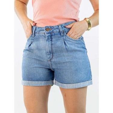Imagem de Short Feminino Jeans Mom Alto Prega Barra Dupla Anticorpus-Feminino