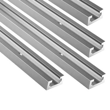 Imagem de Seekliny 4 peças T-Track para marcenaria 76.2 cm prata corte duplo pré-perfurado, 76.2 cm universal alumínio T trilhos prata