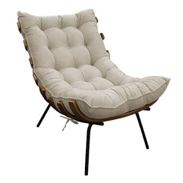 Imagem de Poltrona Decorativa Costela Base Fixa Suede Bege - Doce Sonho Móveis