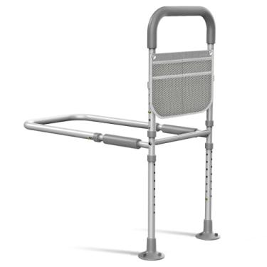 Imagem de Trilhos de cama para idosos e adultos: Trilho de assistência de cama ajustável aprovado pela ASTM para idosos com bolsa de armazenamento e alça antiderrapante - trilhos de proteção de barra de suporte