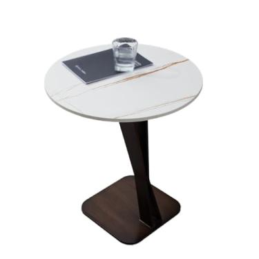 Imagem de Mesa lateral de sofá, mesa lateral de ardósia nórdica, sala de estar, pequena mesa de centro, moderna, simples, arredondada, varanda, mesa de centro