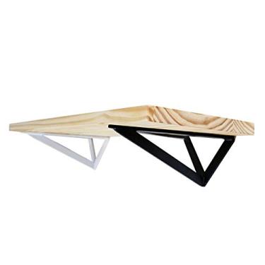 Imagem de Suporte de prateleira fixa, design de triângulo de parede, prateleira de livros DIY nórdica, prateleiras de armazenamento sem ferro de tábua de madeira (conjunto de 2) (branco 30 cm)