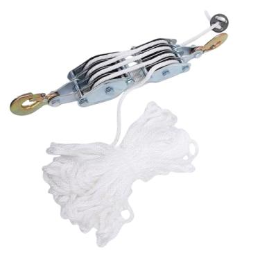 Imagem de Fafeicy de Polia de Talha de Corda, Bloco de Polia de 2200lb Com Potência de Elevação 8:1 para Elevação de Edifícios de Armazéns de Garagem