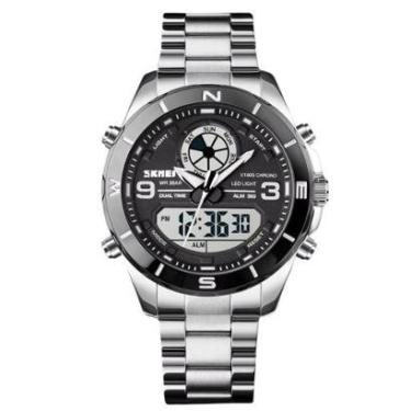 Imagem de Relógio Masculino Skmei AnaDigi 1839 Prata e Preto-Masculino