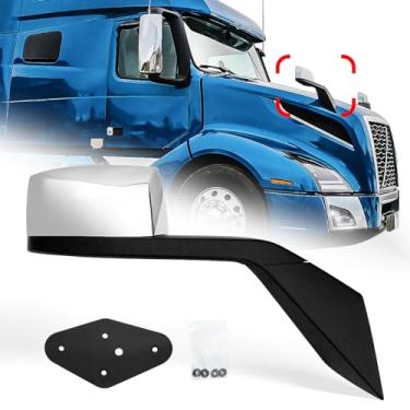 Imagem de Conjunto de espelho de capô para Volvo VNL 2004-2014, substituição cromada do lado direito do passageiro com braço, serve para caminhões Volvo VNL